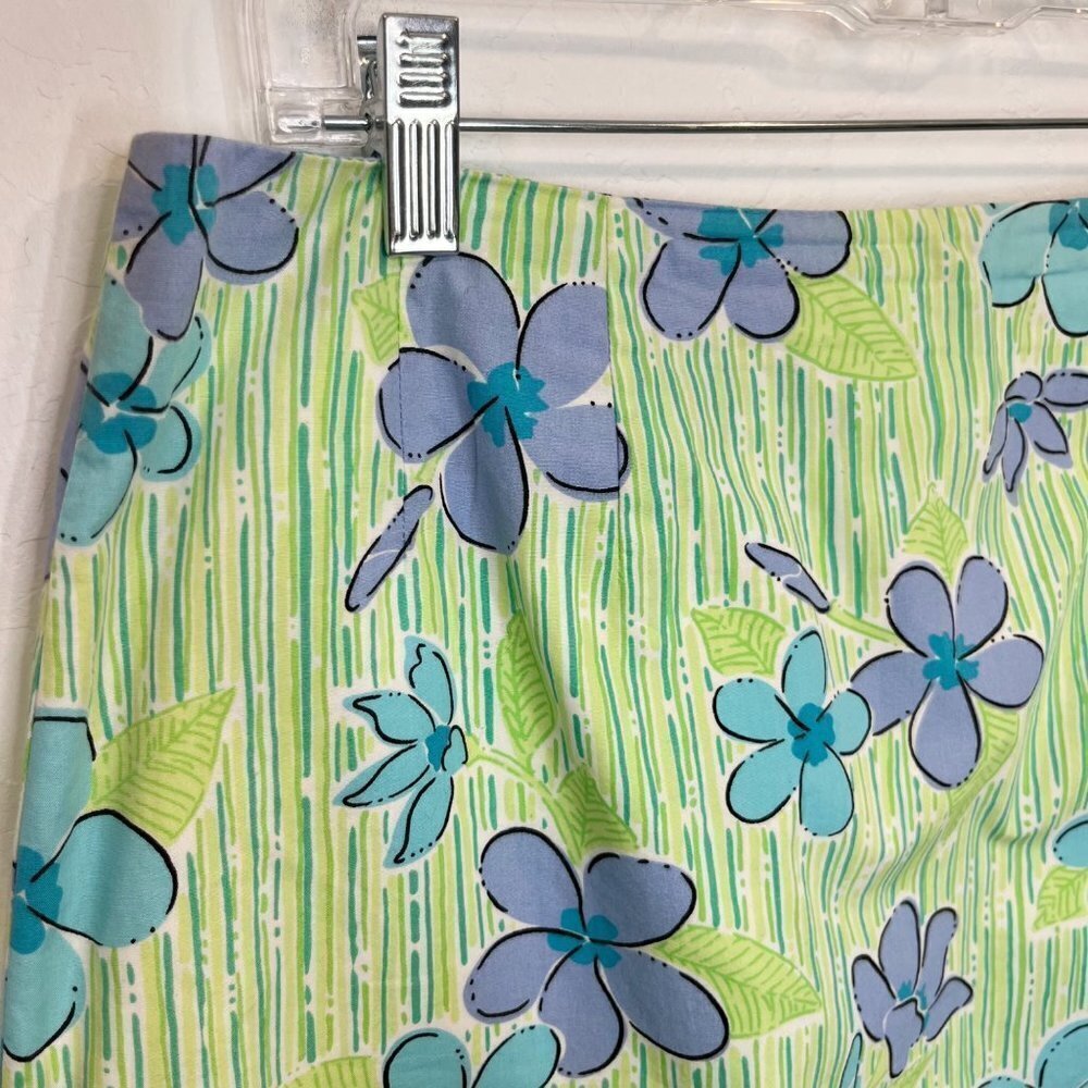 Lilly Pulitzer green floral mini skirt Size 10 tropical vacation A-line - Picture 2 of 9